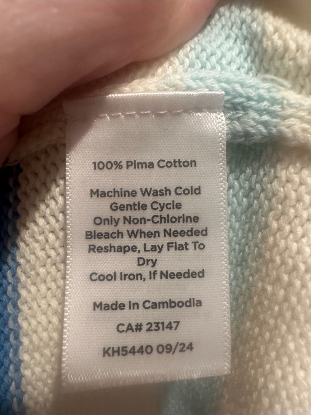 Talbots Cream and Blue Boxy 💯 Pima Cotton Striped Sweater - Picture 9 of 9